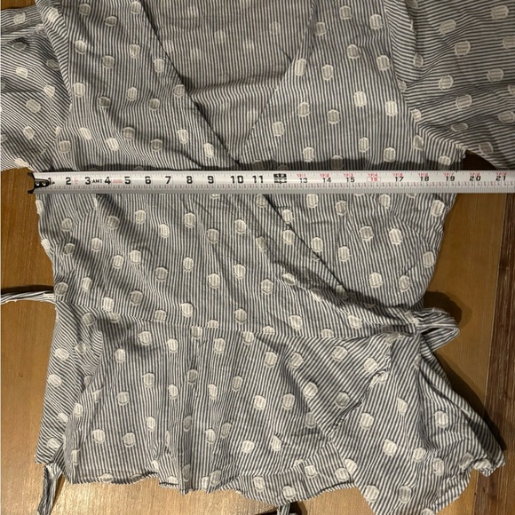 LOFT Striped Blue and White Wrap Blouse - Picture 7 of 8